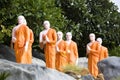 Statues of Buddhist Monks at Golden Temple Royalty Free Stock Photo