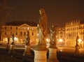 Statues and buildings at night Royalty Free Stock Photo