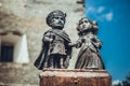 The statues in the castle Palanok. Royalty Free Stock Photo