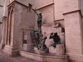 Statues By Cathedral In Antwerp Royalty Free Stock Photo