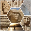 STATUES COLLAGE IN EGYPT Royalty Free Stock Photo