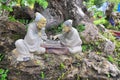 Statues of Confucius philosopher are playing chess Royalty Free Stock Photo