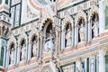 Statues and decoration on the wall to Cattedrale di Santa Maria del Fiore in Florence Royalty Free Stock Photo