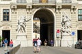 Statues depicting exploits of Hercules, portal of Hofburg Palace from inner courtyard, Vienna, Austria Royalty Free Stock Photo