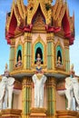 Statues of elephants and angels decorate the pagoda at Wat Tham Suea. This is a tourist attraction with a large Buddha statue. Royalty Free Stock Photo
