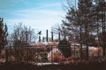 Statues at the entrance of the Frederik Meijer Gardens in the fall