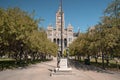 Statues at entrance of Salt Lake City and County Building on sunny day