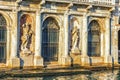 Statues on the facade of Giusti Palace on the Grand Canal of Venice, Italy Royalty Free Stock Photo
