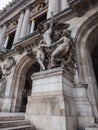 Statues on the facade of the National Academy of Music in Paris.