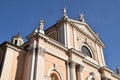 The statues on the facade of the parish church in the town of Palazzolo - Italy