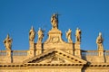 Statues on the facade of San Giovanni in Laterano Royalty Free Stock Photo