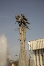 Statues and fountain at Manas Monument, Bishkek, Kyrgyzstan