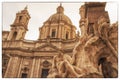 Statues at the Fountain of Neptune at Piazza Navona, Rome, Italy. Royalty Free Stock Photo