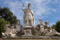 Statues on Fountain in Piazza Del Popolo Royalty Free Stock Photo