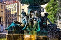 Statues on a fountain on Rossio square Royalty Free Stock Photo