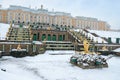 The statues of the fountains in Peterhof.