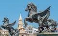 Statues in front of The Clock Tower and Pegasus Statues in the e