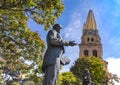 Statues in front of the landmark Guadalajara Central Basilica Cathedral, Cathedral of the Assumption of Our Lady in