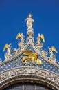Statues and frontispiece made in marble and gold in Venice