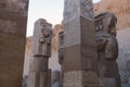 Statues of the goddess Hathor in the Hathor shrine of the Temple of Hatshepsut near Luxor Royalty Free Stock Photo