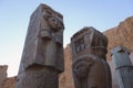 Statues of the goddess Hathor in the Hathor shrine of the Temple of Hatshepsut near Luxor Royalty Free Stock Photo