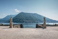 The statues of the goddess in the Italian baroque park in Como c