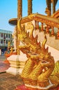 The gilt Nagas with big jaws, Wat Buppharam, Chiang Mai, Thailand