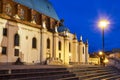 Statues at the gothic cathedral church at night Royalty Free Stock Photo