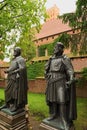 Statues of Grand Masters of the Teutonic Knights in Malbork Castle. Royalty Free Stock Photo