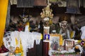 Statues of guardian deities, whose heads are uncovered only during the festival in Diskit Monastery Galdan Tashi Chuling Gompa