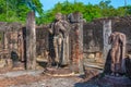 Statues at Hatadage at the quadrangle of Polonnaruwa ruins, Sri Royalty Free Stock Photo