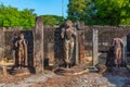 Statues at Hatadage at the quadrangle of Polonnaruwa ruins, Sri Royalty Free Stock Photo