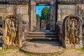 Statues at Hatadage at the quadrangle of Polonnaruwa ruins, Sri Royalty Free Stock Photo