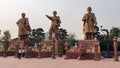 Statues Of 3 Heroes Ngo Quyen, Le Dai Hanh, Tran Hung Dao At Bach Dang Giang Relic Complex, Vietnam. Royalty Free Stock Photo