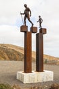 2 statues in high region of Fuerteventura island Royalty Free Stock Photo