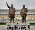 Statues of Kim Il Sung and Kim Jong Il in Pyongyang, Northern Korea