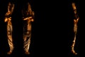 Statues of king egyptian pharaoh gods dead religion symbol isolated on black background