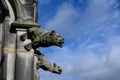 Doglike gargoyle, two gargoyles on west tower of Ulm Minster - Ulmer Muenster- , Baden-Wuerttemberg - on River Danube, Germany