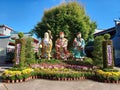 Statues of Lucky Three Stars of Wun Chuen Sin Koon at New Territories Hong Kong on Nov 29 2022