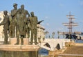 Statues at Macedonia Square,next to Stone Bridge,Skopje,Macedonia Royalty Free Stock Photo