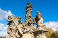 Statues of Madonna and Saint Bernard on Charles Bridge in Prague Royalty Free Stock Photo