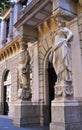 Statues in the main frontage of a building in the city of Budapest Royalty Free Stock Photo