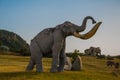 Statues Of Mammoths. Prehistoric animal models, sculptures in the valley Of the national Park in Baconao, Cuba.