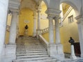 Statues on staircase, University of Genoa, Italy Royalty Free Stock Photo