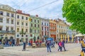 The statues on Market Square of Lvov Royalty Free Stock Photo