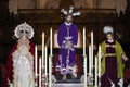 Statues of Mary, Joseph and Jesus inside the Santa Maria La Mayor Church, Ronda, Spain. Royalty Free Stock Photo