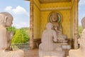 Statues of monks in one of the shrines in the Buddhist Center in Royalty Free Stock Photo