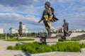 Statues at the monument of independence in Ashgabat, Turkmenist Royalty Free Stock Photo