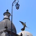Domes, iron lamp and angel on La Recoleta Cemetery, Buenos Aires. Argentina Royalty Free Stock Photo