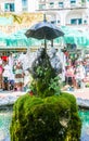 Statues of a mossy fountain, Piazza Duomo, Amalfi